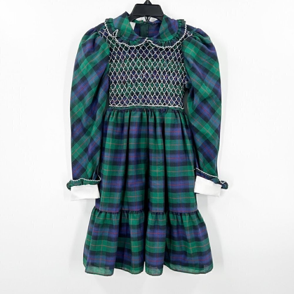 Vintage Polly Flinders Smocked Plaid Dress